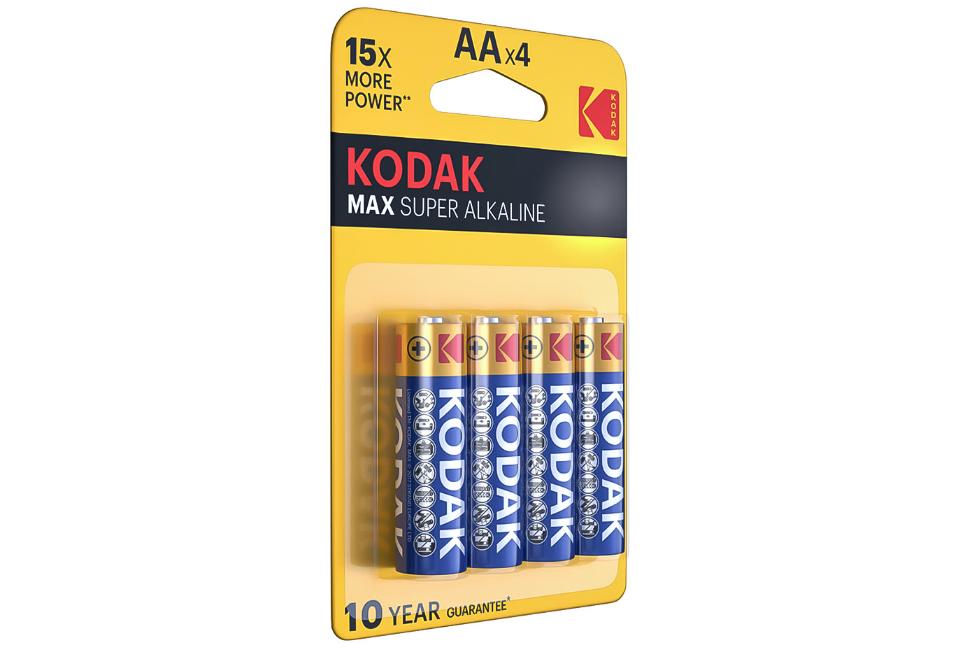 Pile alcaline LR6 AA AM3 1,5V KODAK MAX Blister de 4 piles